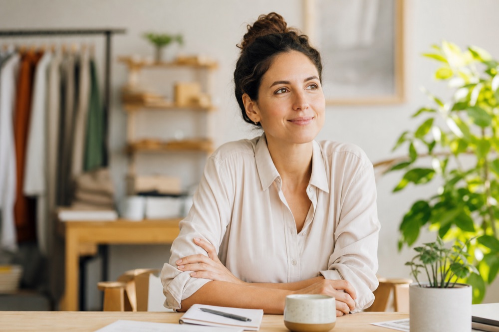 A relaxed small-business owner with peace of mind